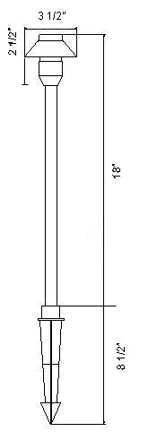 Path light dimension diagram with stem and stake measurements