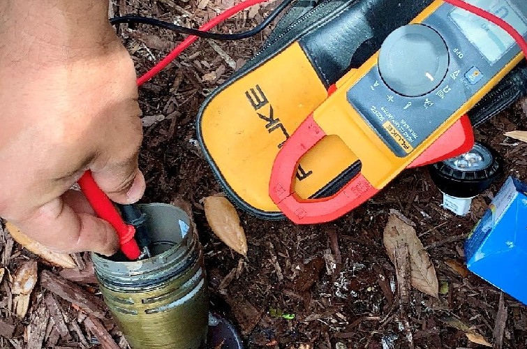 landscape lighting repair, using multi-meter to LED RBG Upgrade